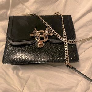 Top shop  black crossbody bag with gold hardware.